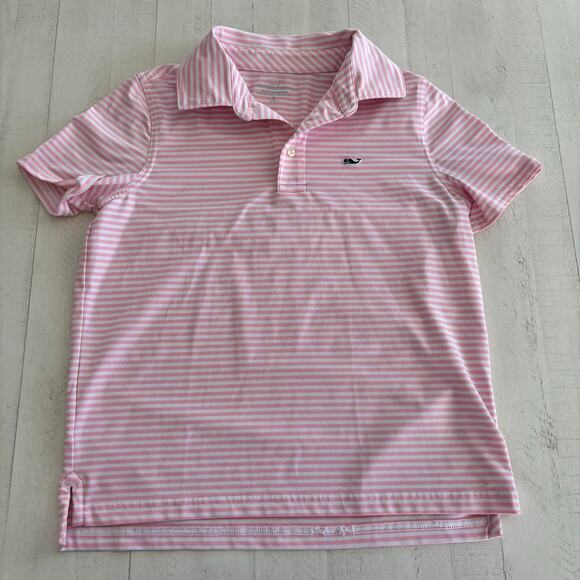 Vineyard Vines Pink and White Striped Performance Polo Girls Size S (8-10) EUC - Picture 1 of 3